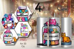 Colorful Cats | 4 Skinny tumbler sublimation designs PL Product Image 1
