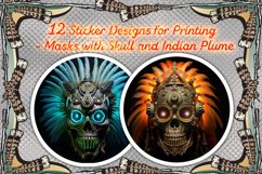 Sticker Set I 12 Sticker Designs - Masks with Skulls, PNG Product Image 1