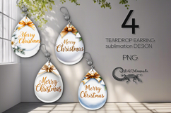 Christmas decor | 4 xmas Teardrop earring Sublimation PL Product Image 1