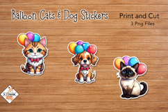 Balloon Cats &amp; Dog Stickers | Print and Cut Product Image 1
