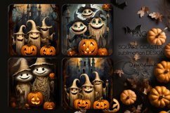 Funny ghost | 4 Halloween square coaster sublimation designs Product Image 1