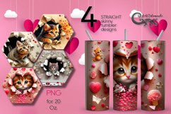 Valentine animals | 4 cat Skinny tumbler designs Product Image 1