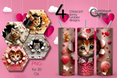 Valentine animals | 4 cat Skinny tumbler designs Product Image 1