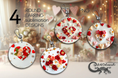 Love hearts | 4 Valentine Sublimation round earring designs Product Image 1
