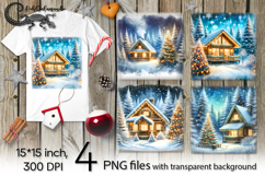 Christmas moods | 4 PNG xmas Sublimation designs Product Image 1
