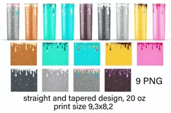 Skinny tumbler design. 20 oz, Shine Glitter Sublimation PNG. Product Image 2