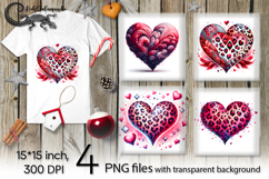 Valentine hearts | 4 PNG Sublimation designs Product Image 1