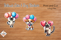 Balloon Cats &amp; Dog Stickers | Print and Cut Product Image 1