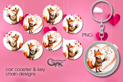 Valentine atmosphere | 4 car coaster &amp; 4 key chain designs Product Image 1