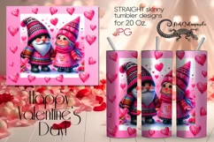 Valentine gnome | black & pink Skinny tumbler Sublimation 1 Product Image 1
