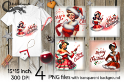 Christmas Pin up Girl | 4 retro PNG Sublimation designs Product Image 1