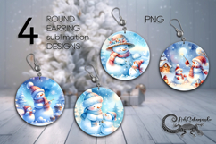 Christmas Snowman | 4 Round earring Sublimation designs P Product Image 1
