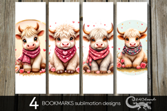 Valentine cow | 4 love bookmarks sublimation designs Product Image 1