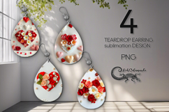 3d Hearts | 4 pink teardrop earring Sublimation designs P Product Image 1