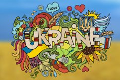 UKRAINE Cartoon Colorful &amp; Contour Doodle Illustration Product Image 1