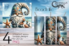 Gnome Beach life | Marine Skinny Tumbler Sublimation design Product Image 1