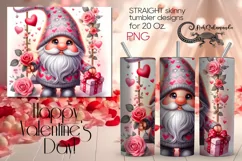 Valentine gnome | grey & pink Skinny tumbler Sublimation 1 Product Image 1