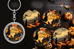 Vintage Halloween | coaster &amp; key chain sublimation design Product Image 1