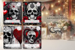 Valentine skull | 4 gothic Money Card Sublimation designs Product Image 1