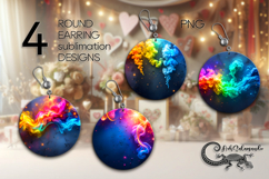 Abstract rainbow background | 4 Round earring Sublimation Product Image 1