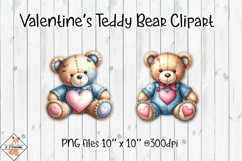 Valentine's Teddy Bear Clipart PNG Designs Product Image 1