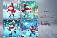 Christmas snowman | 4 winter square coaster sublimation Product Image 1