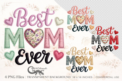 Best Mom Ever Patchwork Applique Clipart | 4 PNG sublimation Product Image 1
