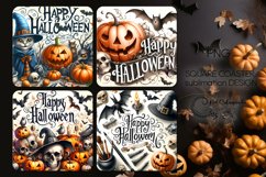 Happy halloween | 4 funny square coaster sublimation designs Product Image 1