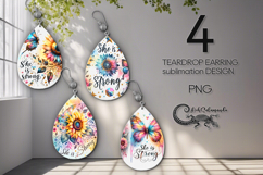 Motivating inscriptions | 4 Teardrop earring sublimation PL Product Image 1