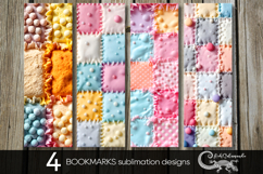 Candy patchwork | 4 vintage bookmarks sublimation designs Product Image 1