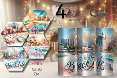 BeachLife | 4 summer Skinny Tumbler Sublimation designs Product Image 1
