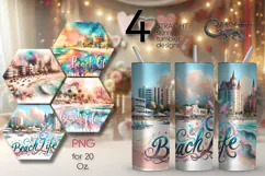 BeachLife | 4 summer Skinny Tumbler Sublimation designs Product Image 1