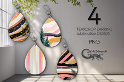 Christmas Milky Way | 4 Teardrop earring Sublimation designs Product Image 1