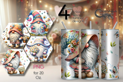 Summer gnomes | flowers Skinny tumbler Sublimation design PL Product Image 1