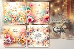 Watercolor flowers | 4 square coaster sublimation designs PL Product Image 1
