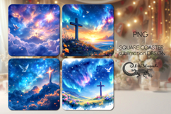 Christian Cross| 4 faith square coaster sublimation designs Product Image 1