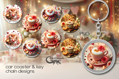 Coffee is my love | 4 Car coaster &amp; 4 key chain designs Product Image 1
