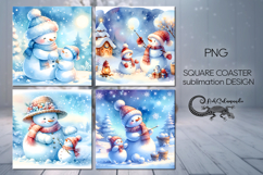 Snowman card | 4 square coaster sublimation designs P Product Image 1