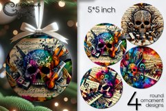 Music &amp; skull | Christmas round ornaments sublimation PL Product Image 1