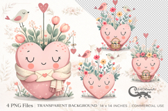 Cute Scandi Heart Clipart Bundle | 4 PNG sublimation designs Product Image 1