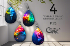 Abstract rainbow background | 4 Teardrop earring sublimation Product Image 1