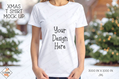 Christmas Lady T shirt mock up jpg Product Image 1