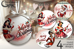 Christmas Pin up Girl | retro round ornaments sublimation PL Product Image 1