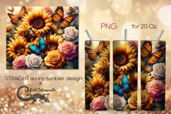 Butterfly & sunflower | Skinny tumbler Sublimation design PL Product Image 1