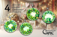 St. Patrick's day clover | 4 round Earrings sublimation PL Product Image 1