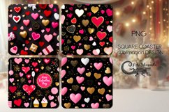 3D Heart | valentine black &amp; pink square coaster sublimation Product Image 1