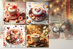 Coffee is my love | 4 square coaster sublimation designs P Product Image 1