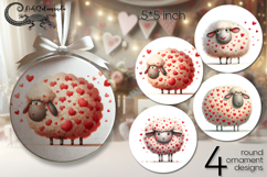 Valentine sheep | 4 love round ornaments sublimation dsigns Product Image 1