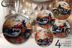 Motorcycle &amp; flowers | round ornaments sublimation PL Product Image 1