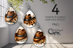 Western | american Teardrop earring sublimation design PL Product Image 1